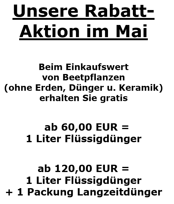 Rabattaktion im Mai - Flüssigdünger ab 60 Euro